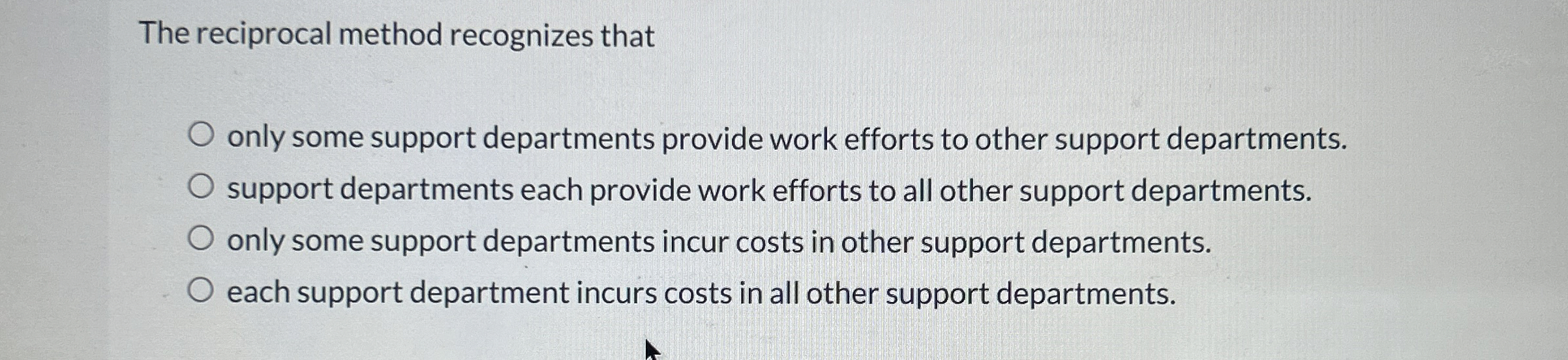 The reciprocal method recognizes that only some