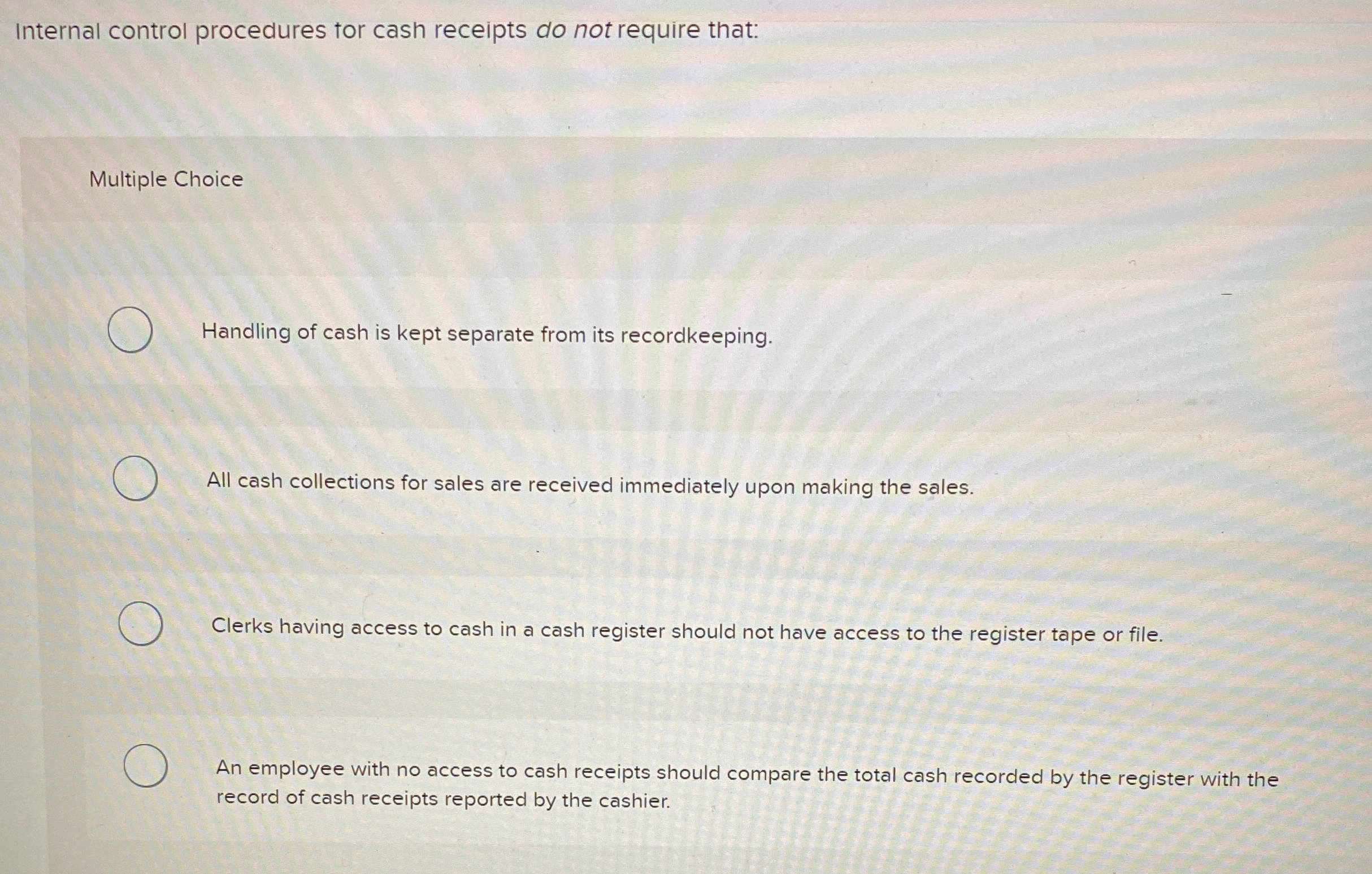 Internal control procedures tor cash receipts do