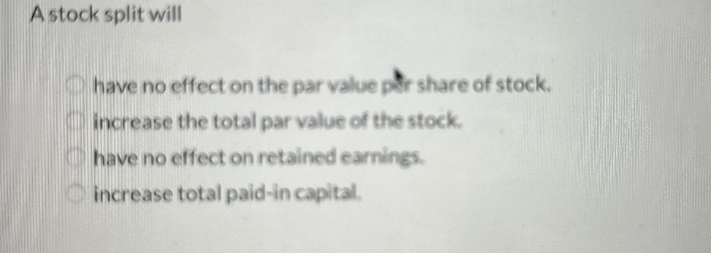 A stock split will have no effect on the par