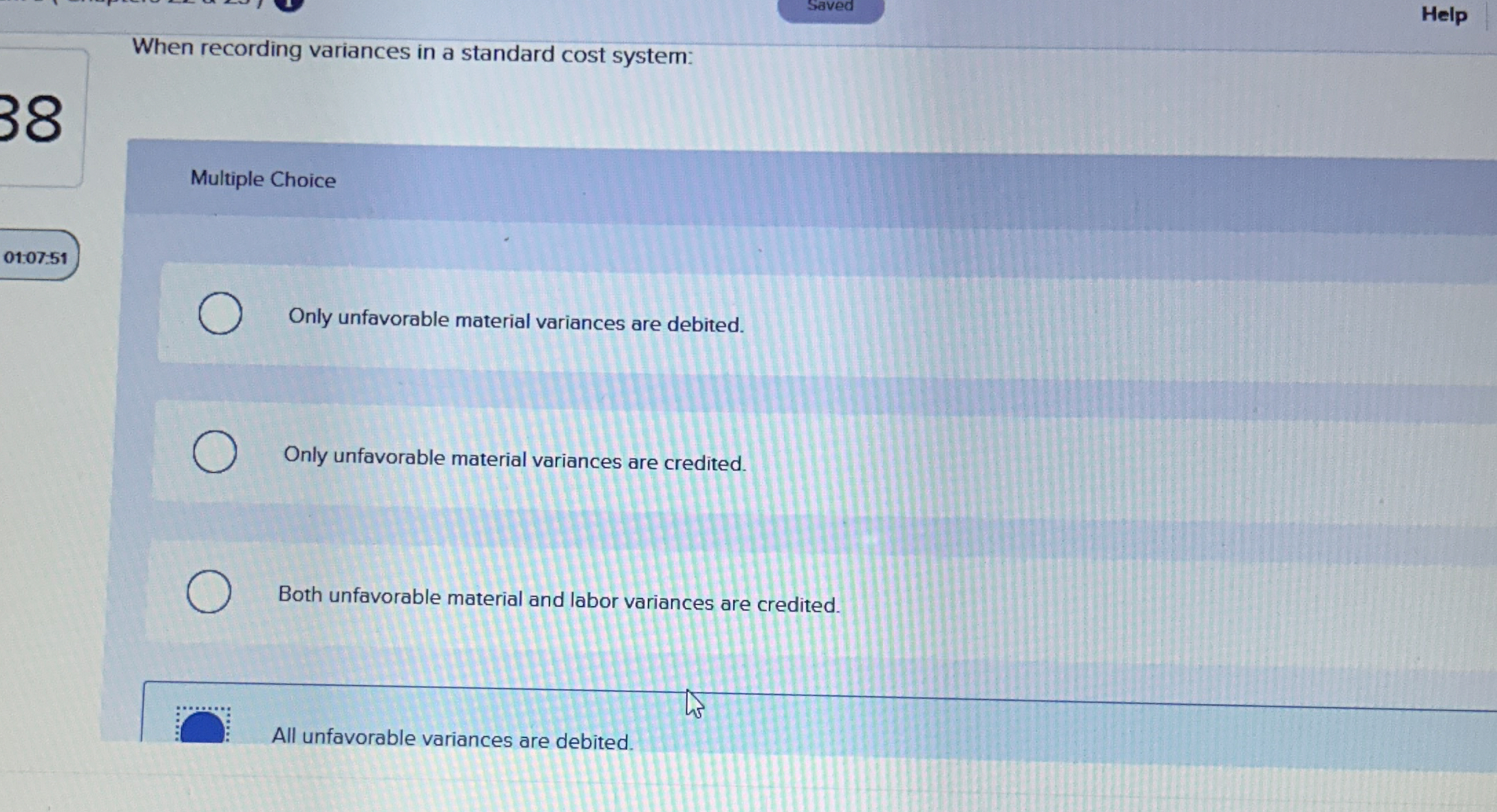 Help When recording variances in a standard cost