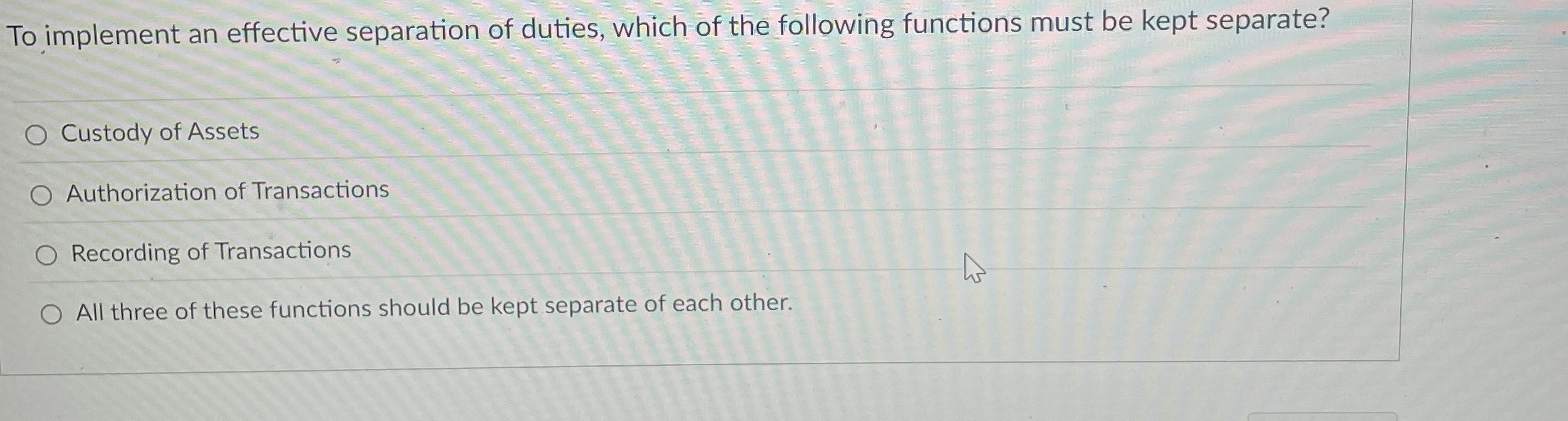 To implement an effective separation of duties,