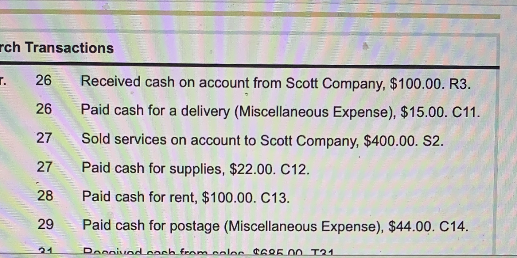 March transactions rch Transactions 26 Received