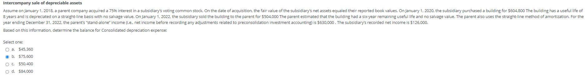 Intercompany sale o f depreciable assets Based o