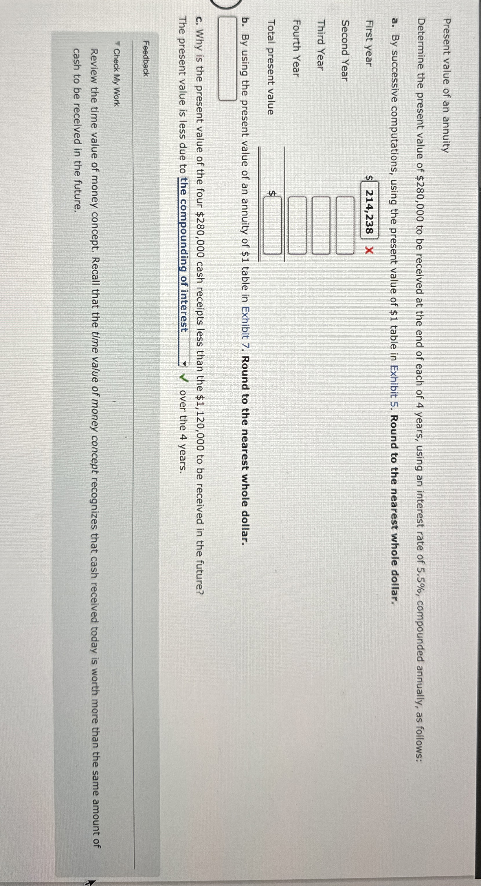 Present value of an annuity Determine the present