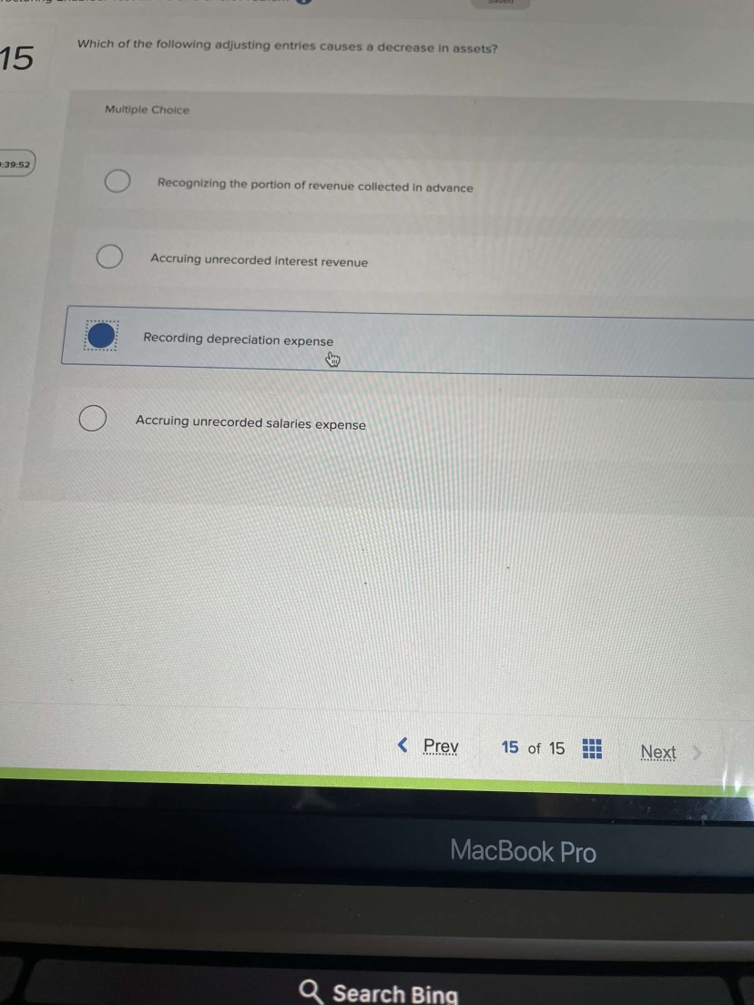 1 5 Which of the following adjusting entries