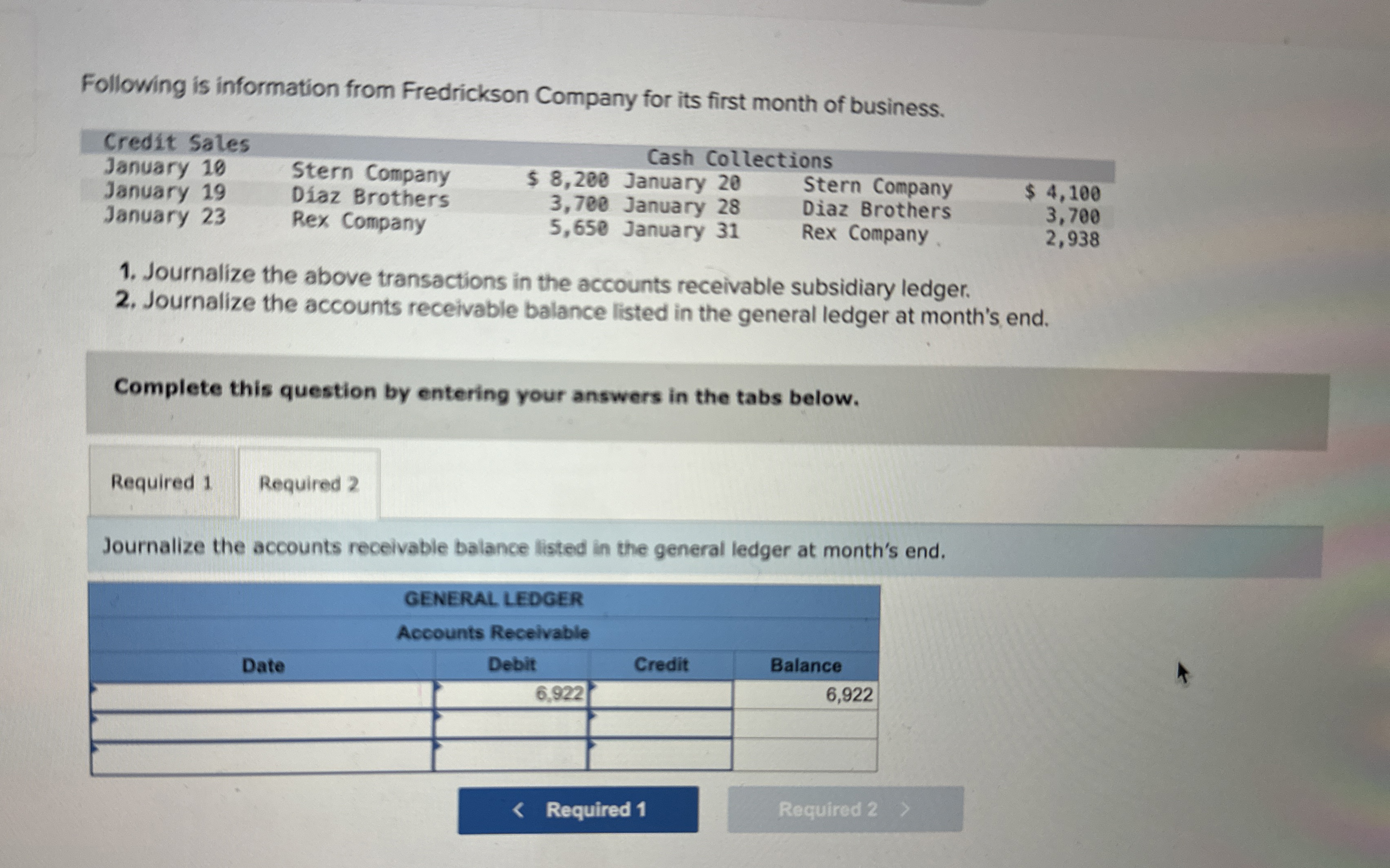 Following is information from Fredrickson Company