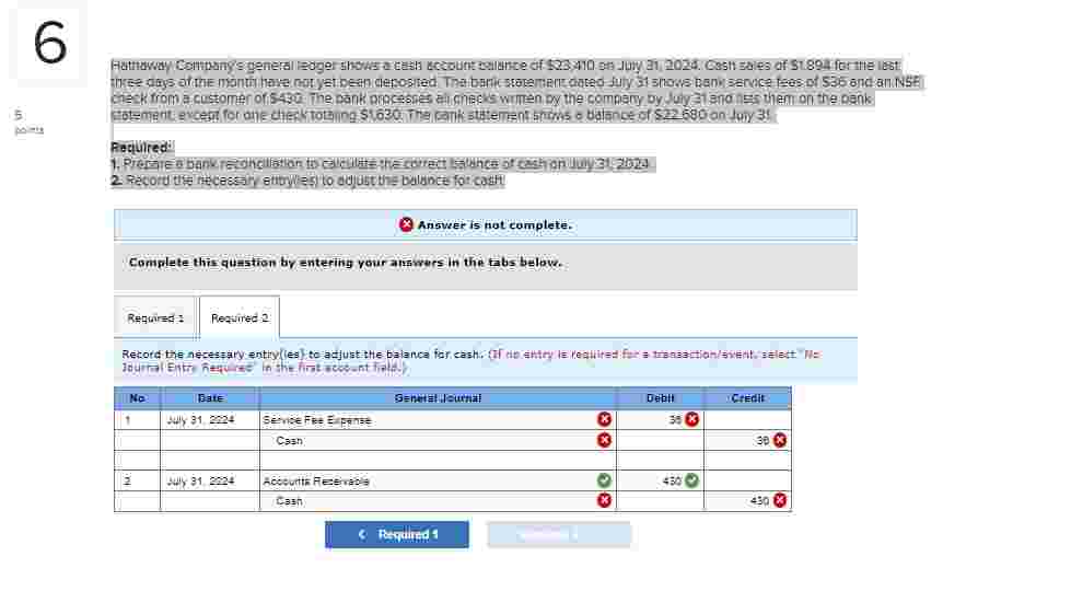 Hathaway Company s general ledger shows a cash