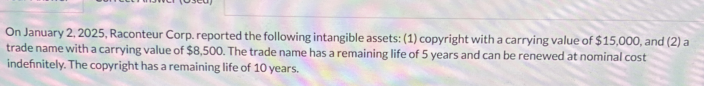 On January 2 , 2 0 2 5 , Raconteur Corp. reported