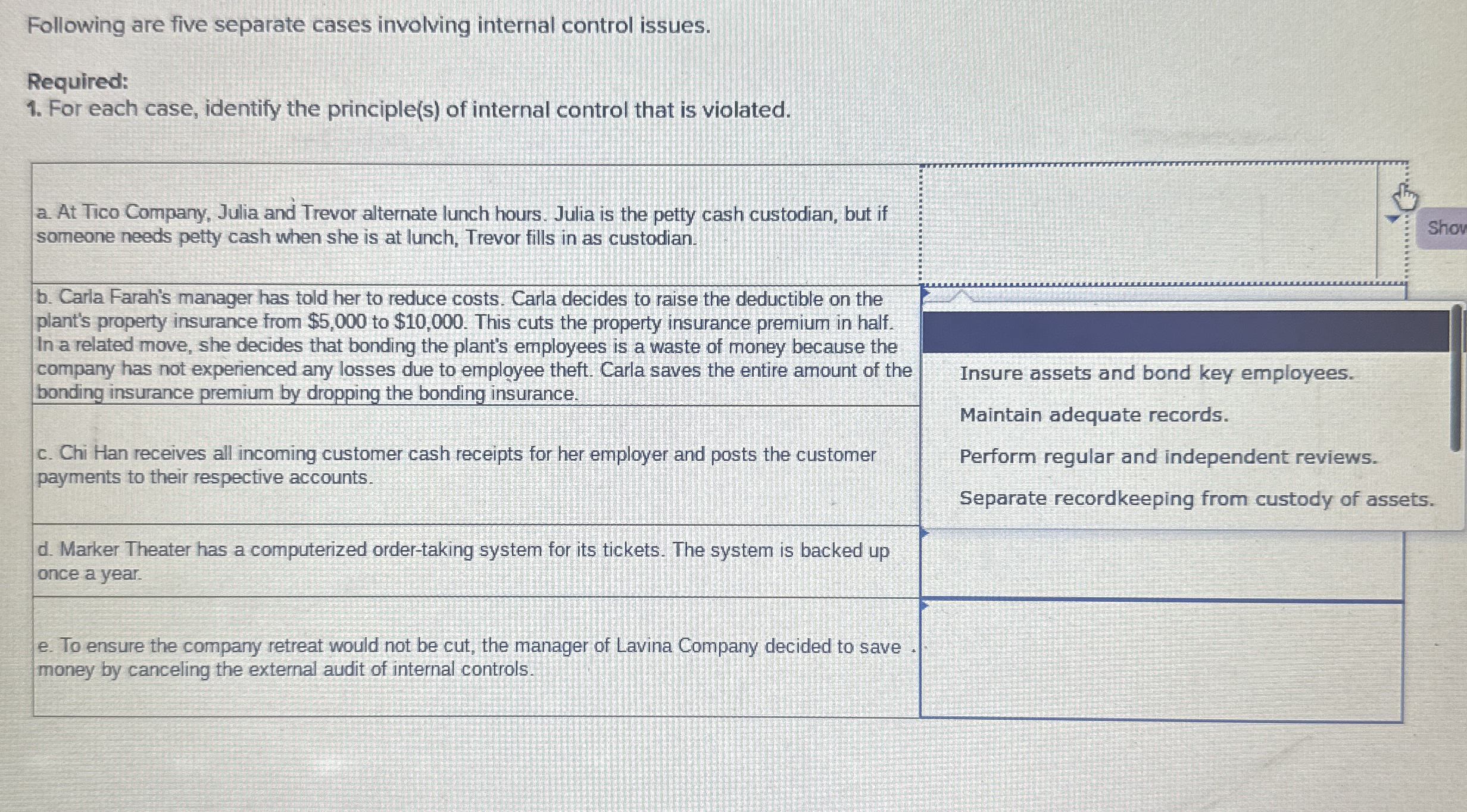Following are five separate cases involving