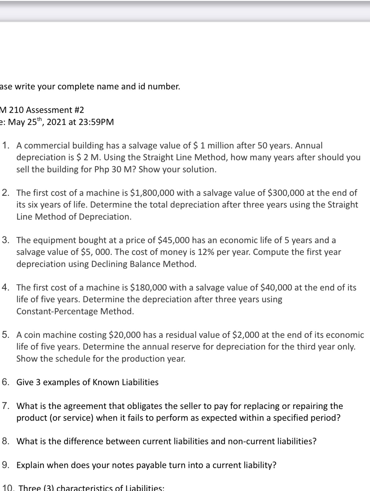 Accounting concepts 2 ase write your complete