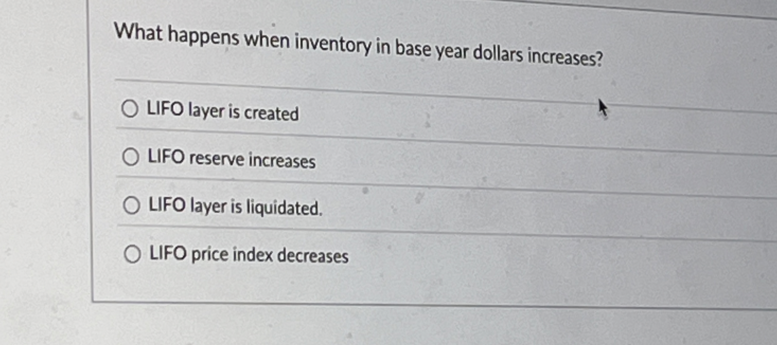 What happens when inventory in base year dollars