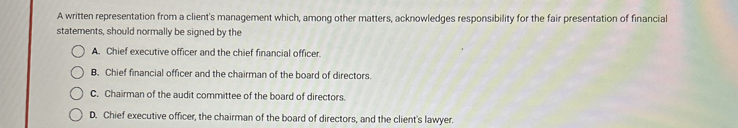 A written representation from a client's