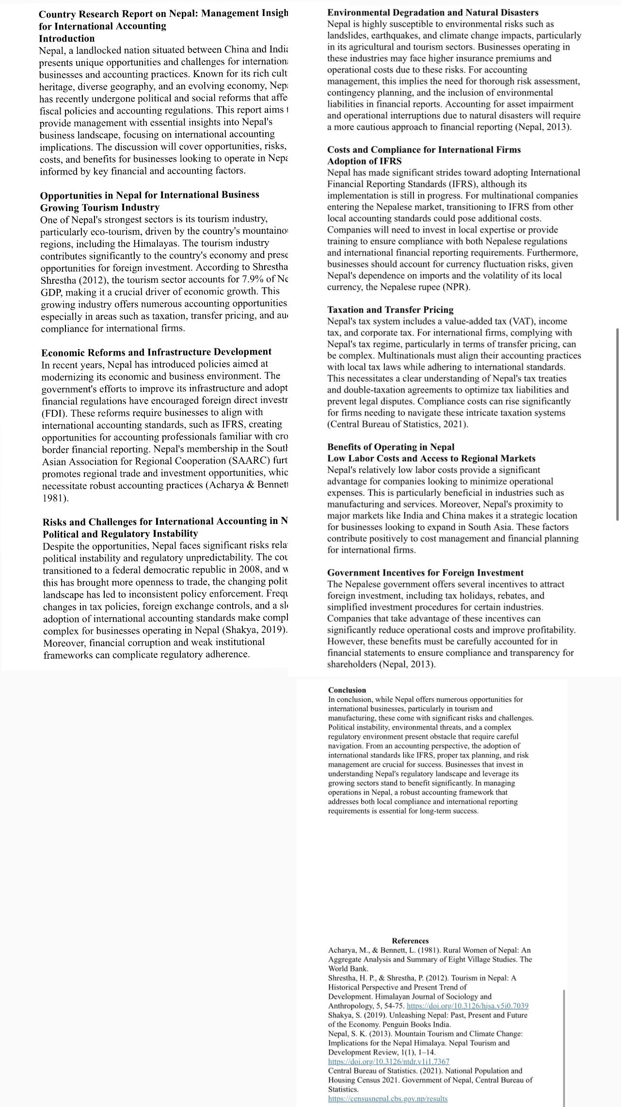 I have an assignment which is Country Research