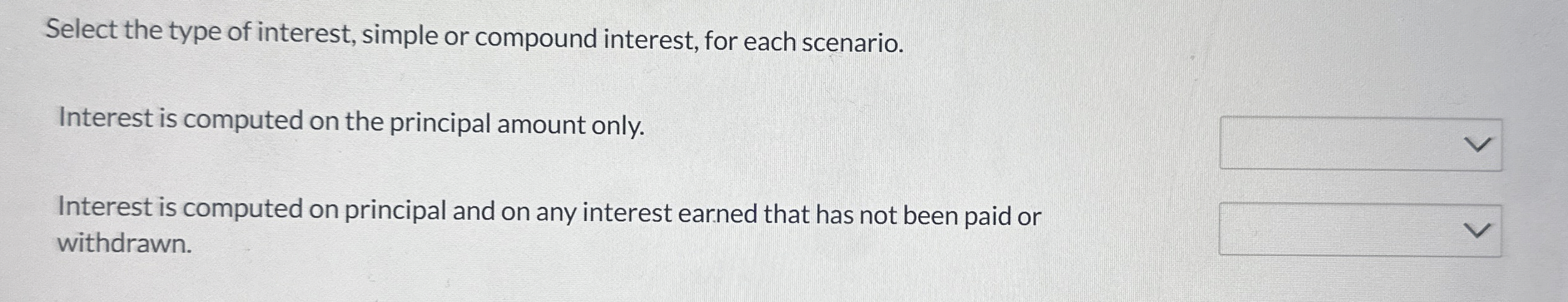 Select the type of interest, simple or compound