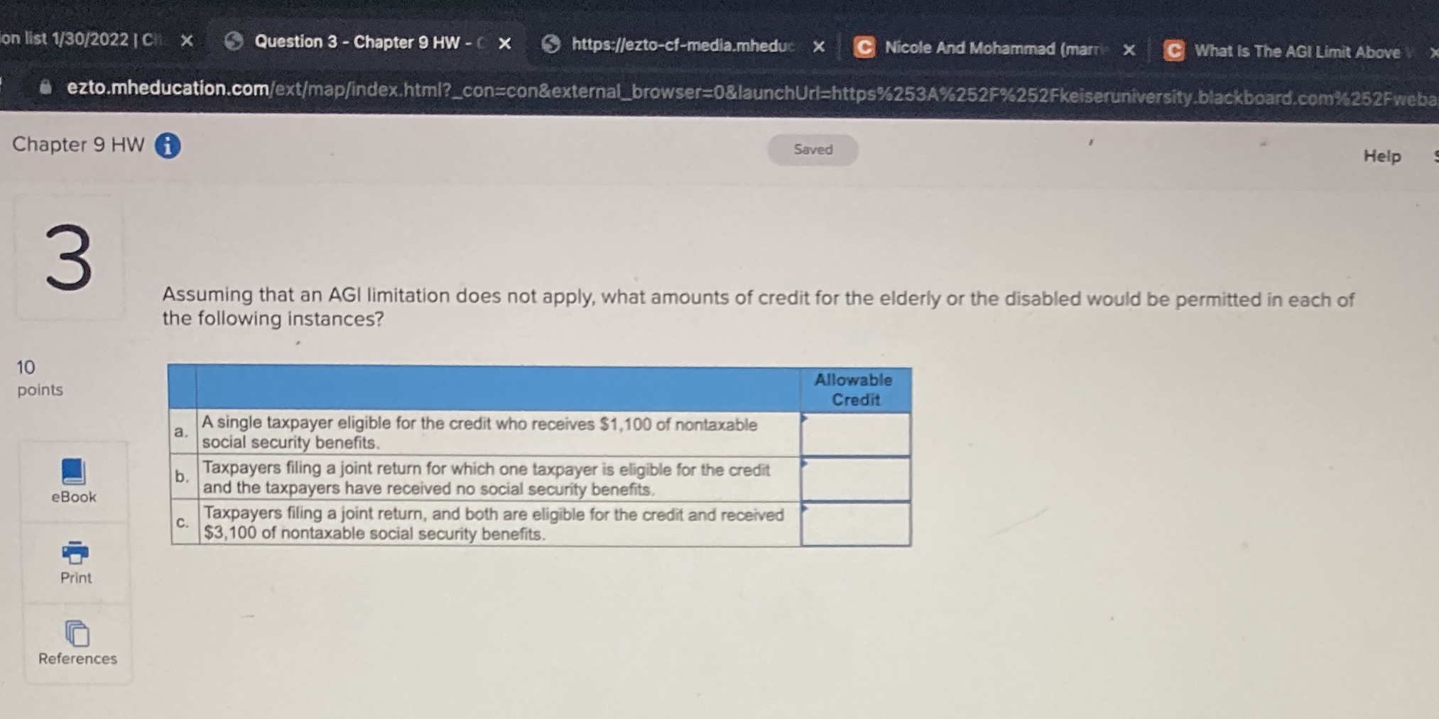 on list 1/30/2022 | Cli x Question 3 - Chapter 9