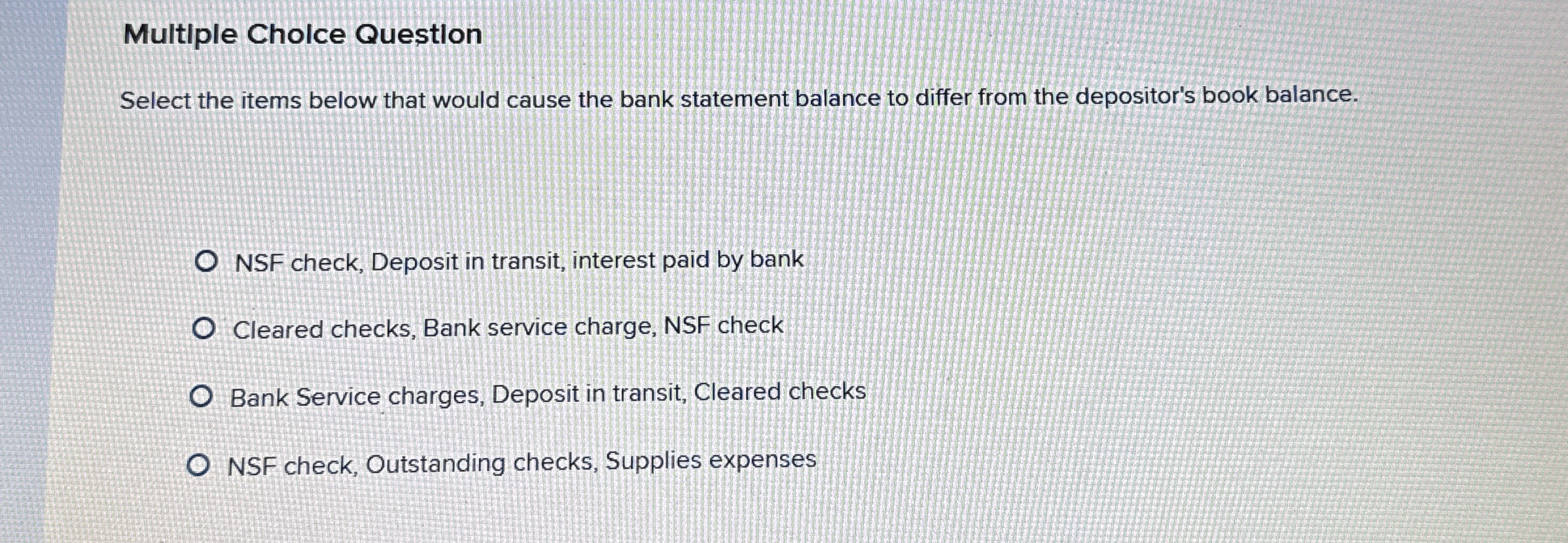 Multiple Cholce Questlon Select the items below