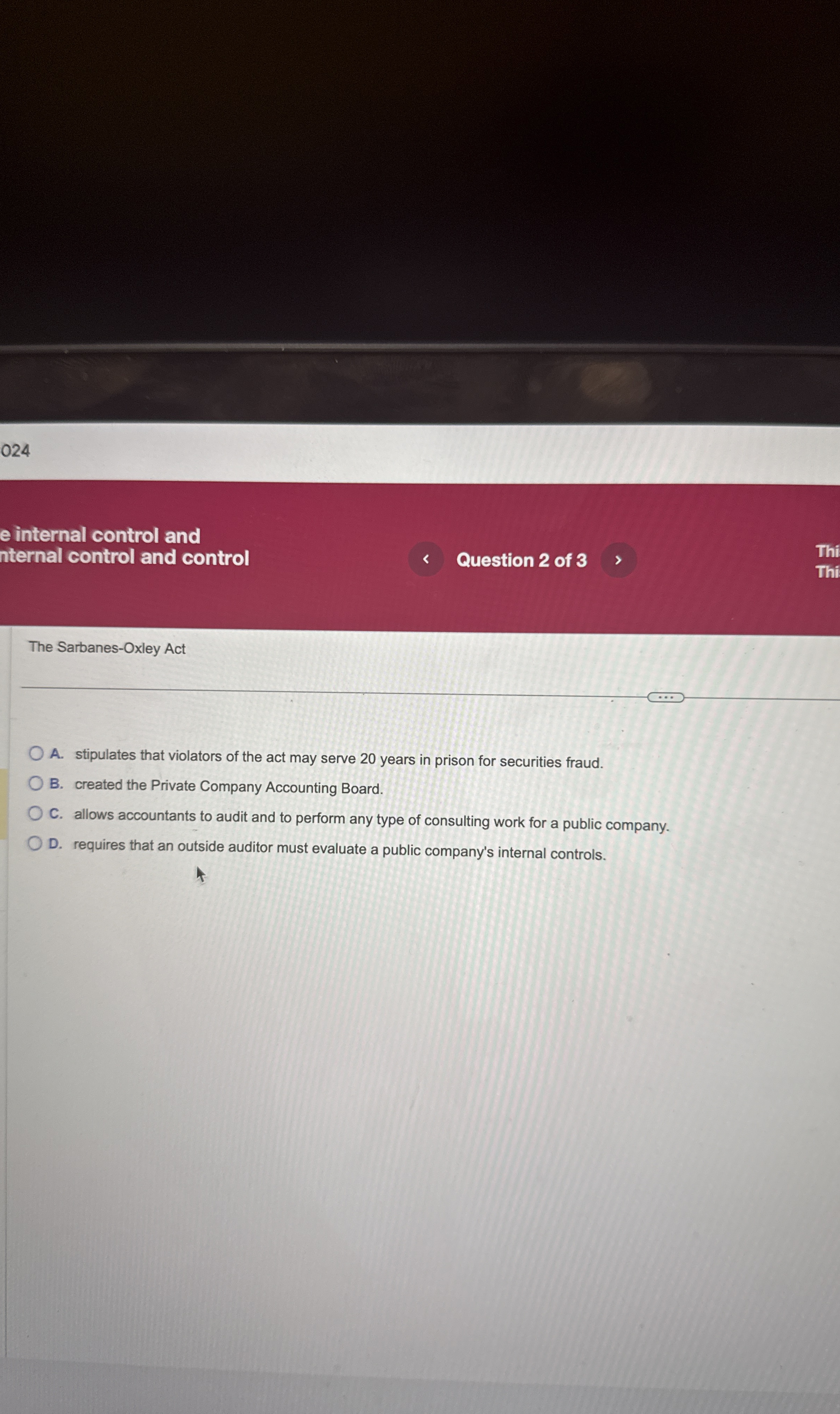 0 2 4 e internal control and nternal control and