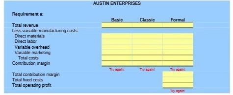 AUSTIN ENTERPRISES Requirement a: Basic Classic