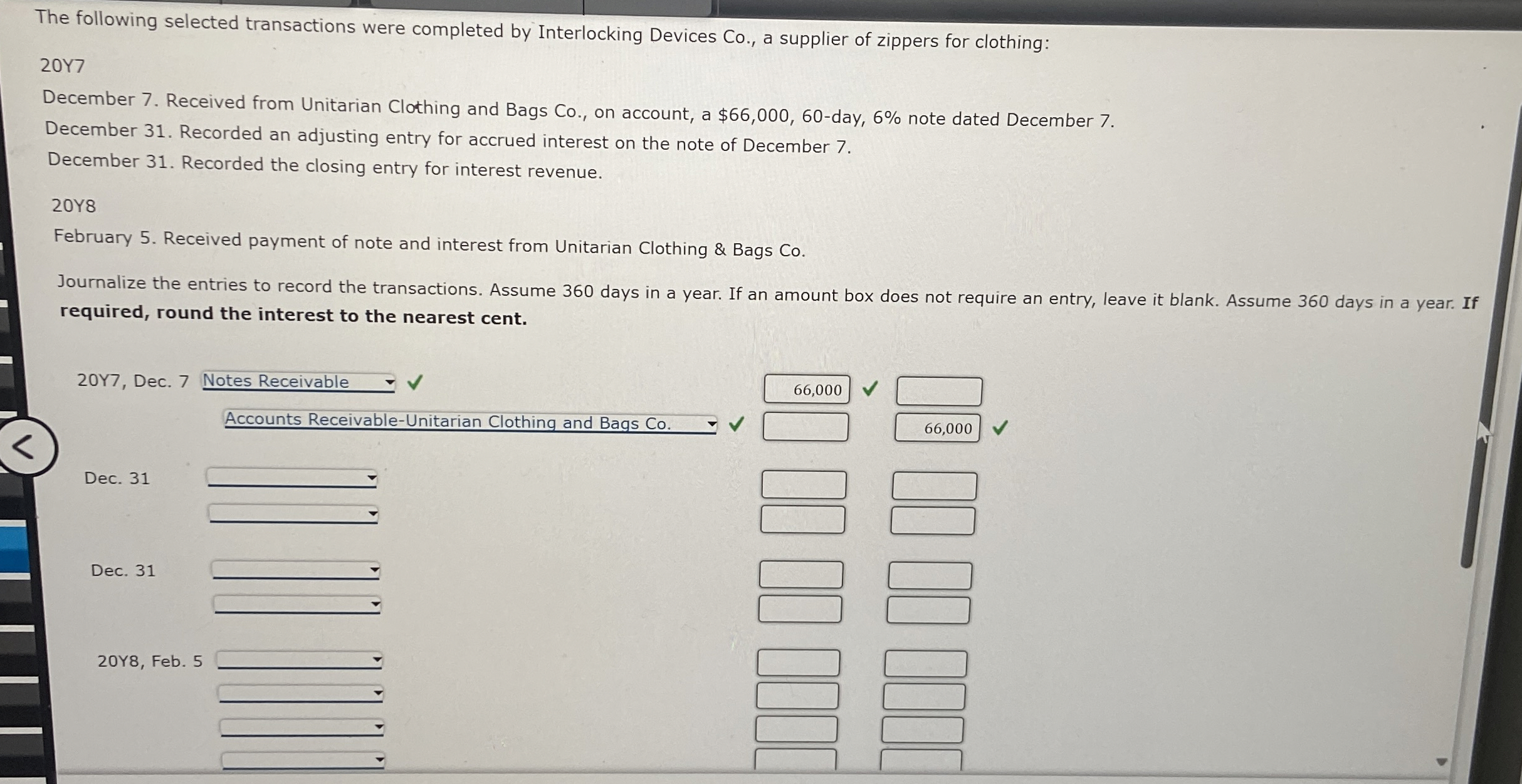 The following selected transactions were