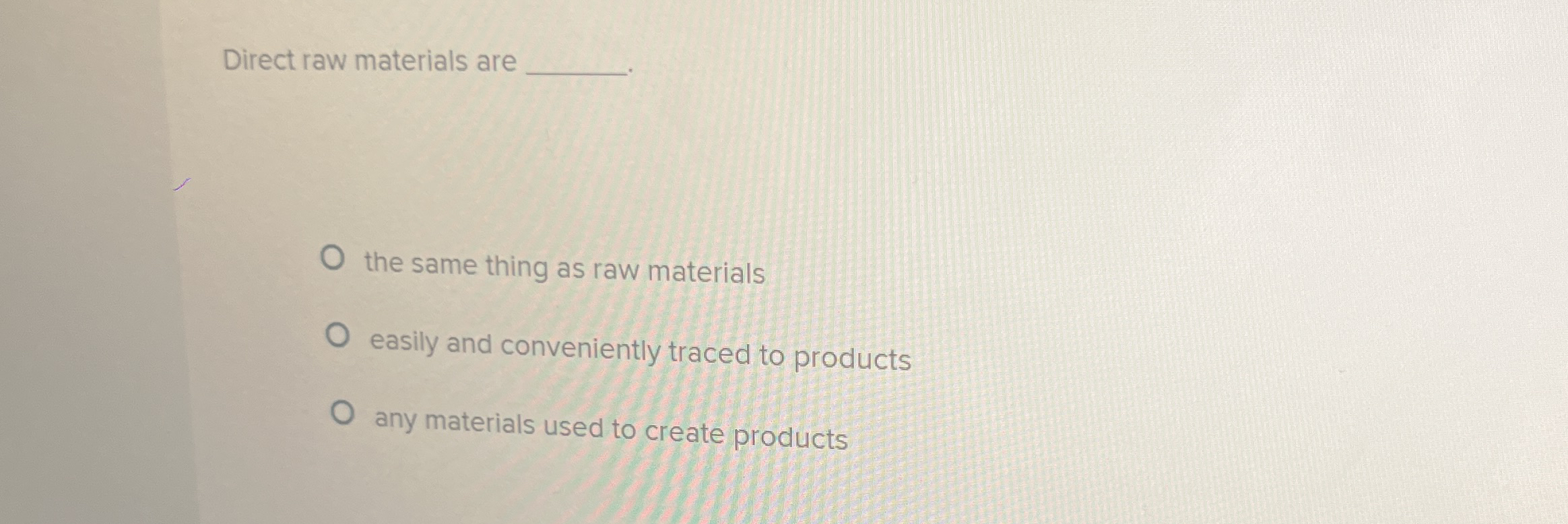 Direct raw materials are the same thing as raw