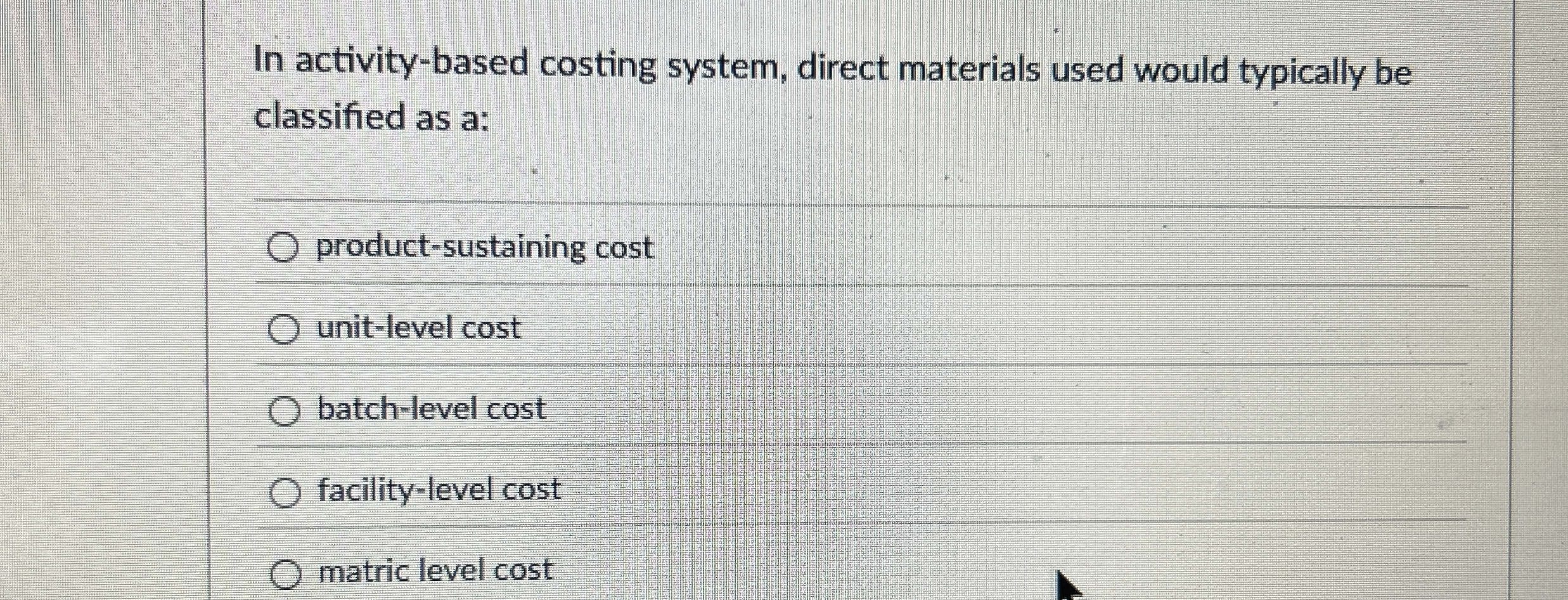 In activity - based costing system, direct