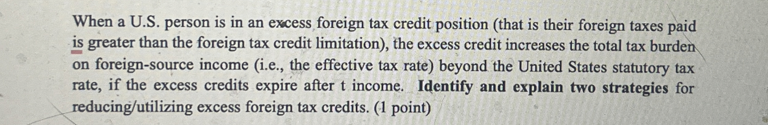 Steps for When a U . S . person is in an excess