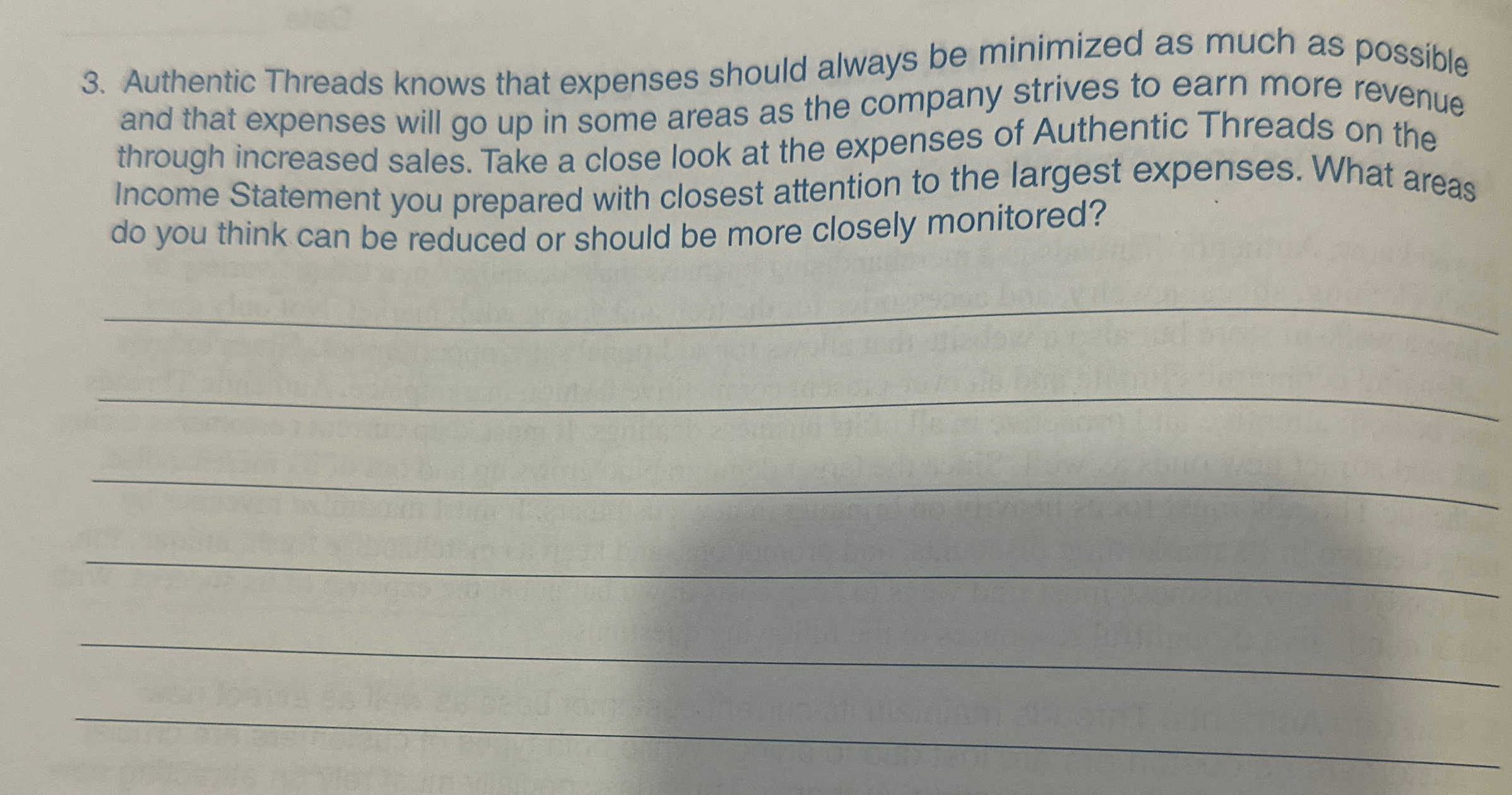 Authentic Threads knows that expenses should