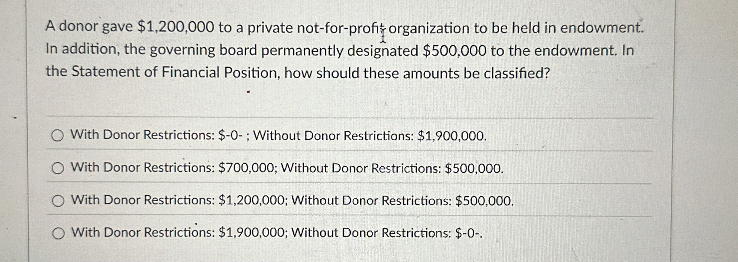 A donor gave $ 1 , 2 0 0 , 0 0 0 to a private not