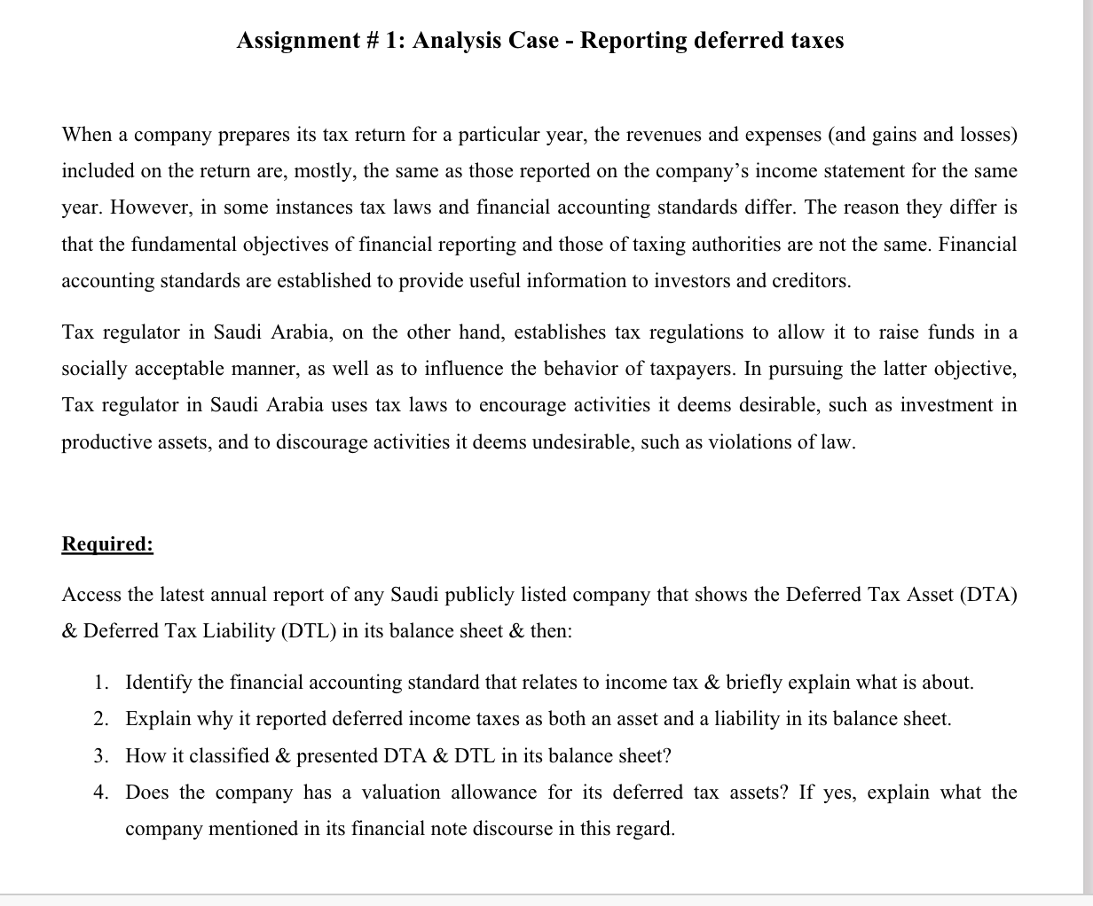 Assignment # 1 : Analysis Case - Reporting