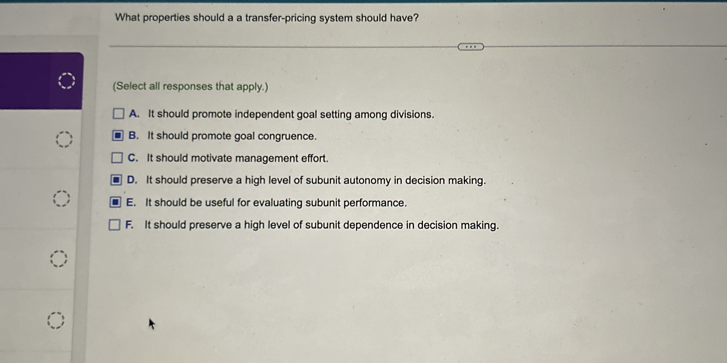 What properties should a a transfer - pricing