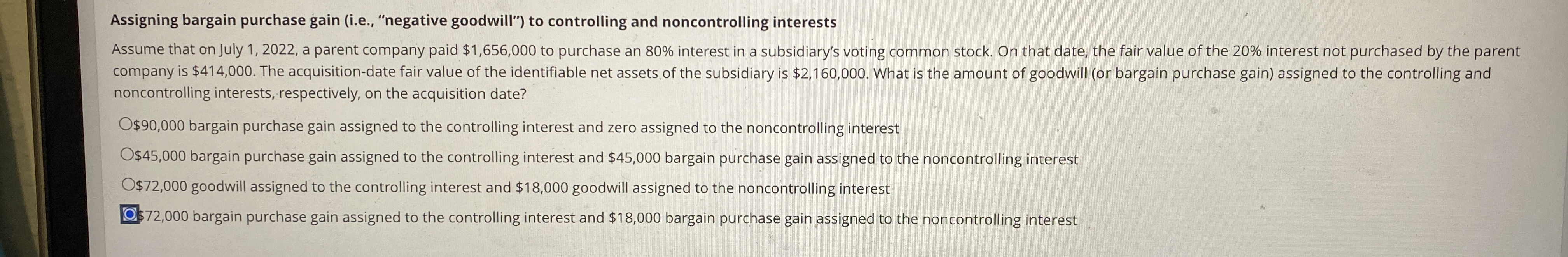 Assigning bargain purchase gain ( i . e . ,