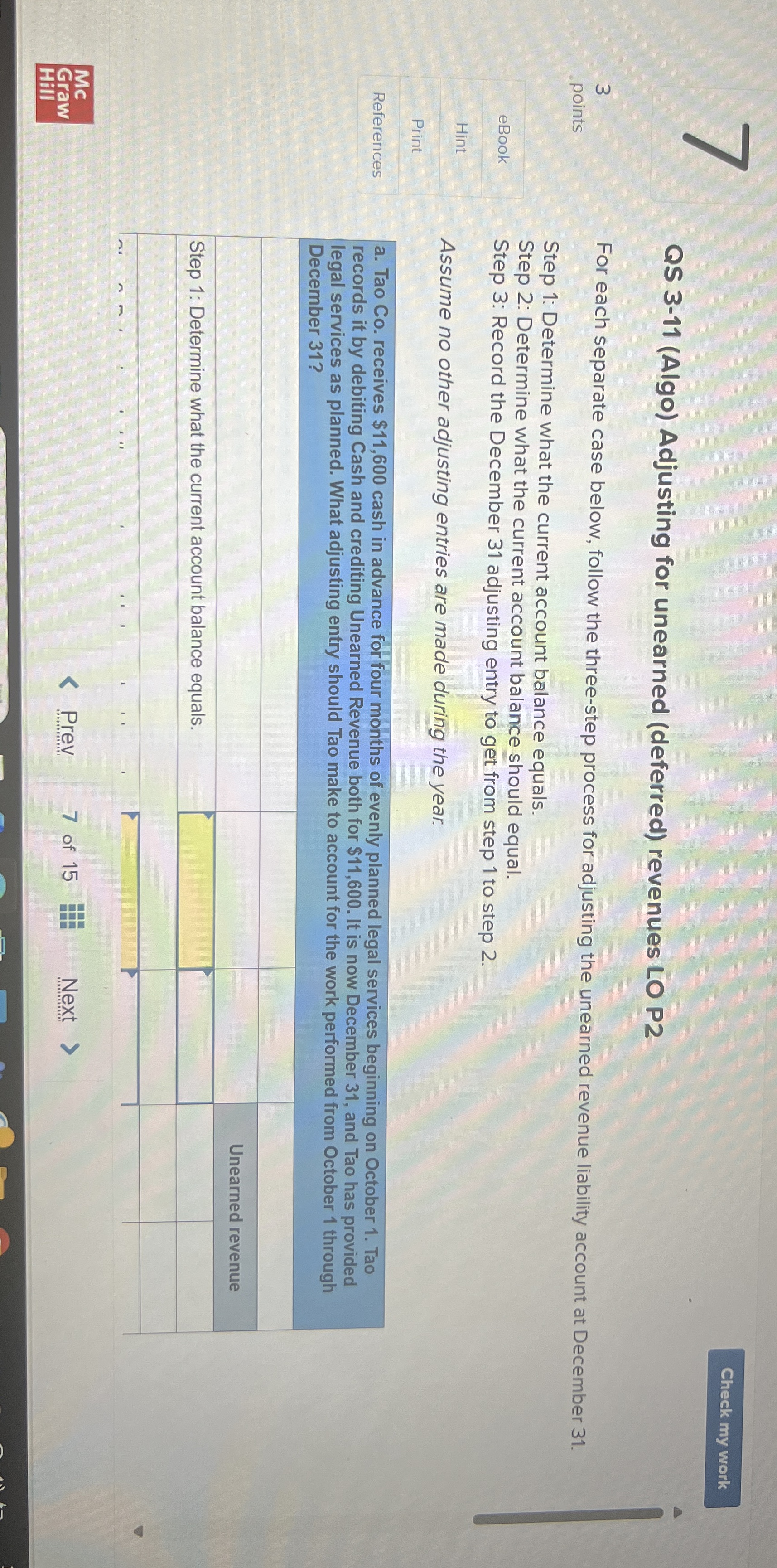 QS 3 - 1 1 ( Algo ) Adjusting for unearned (