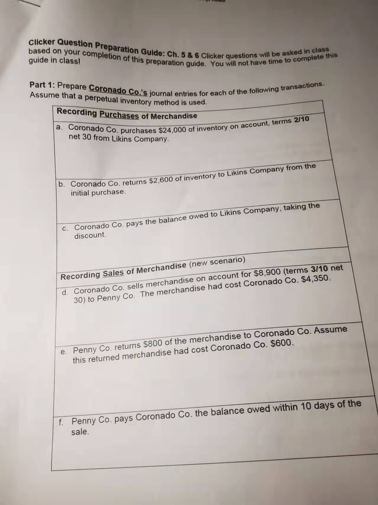 guide in class! Clicker Question Preparation