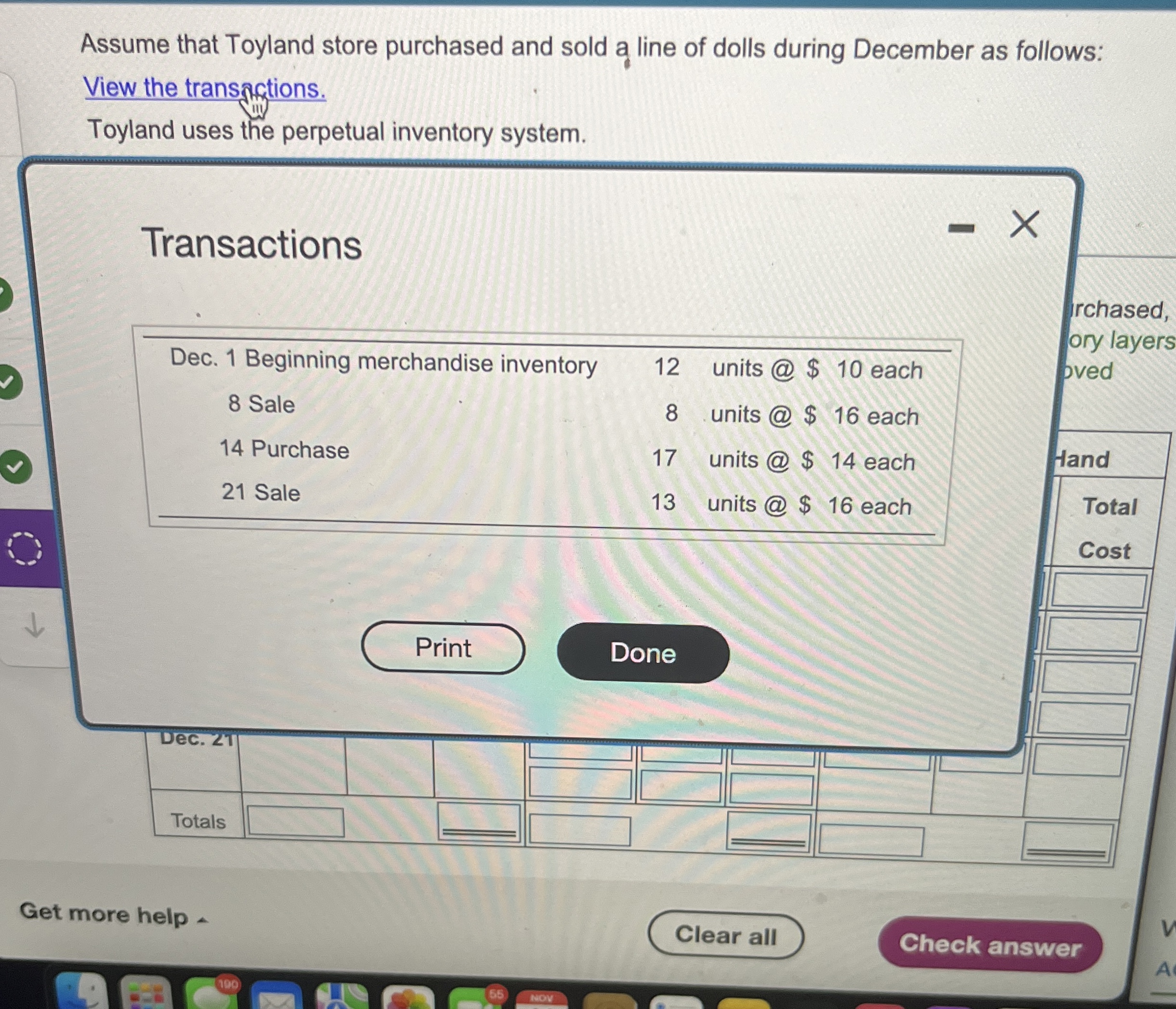Assume that Toyland store purchased and sold a