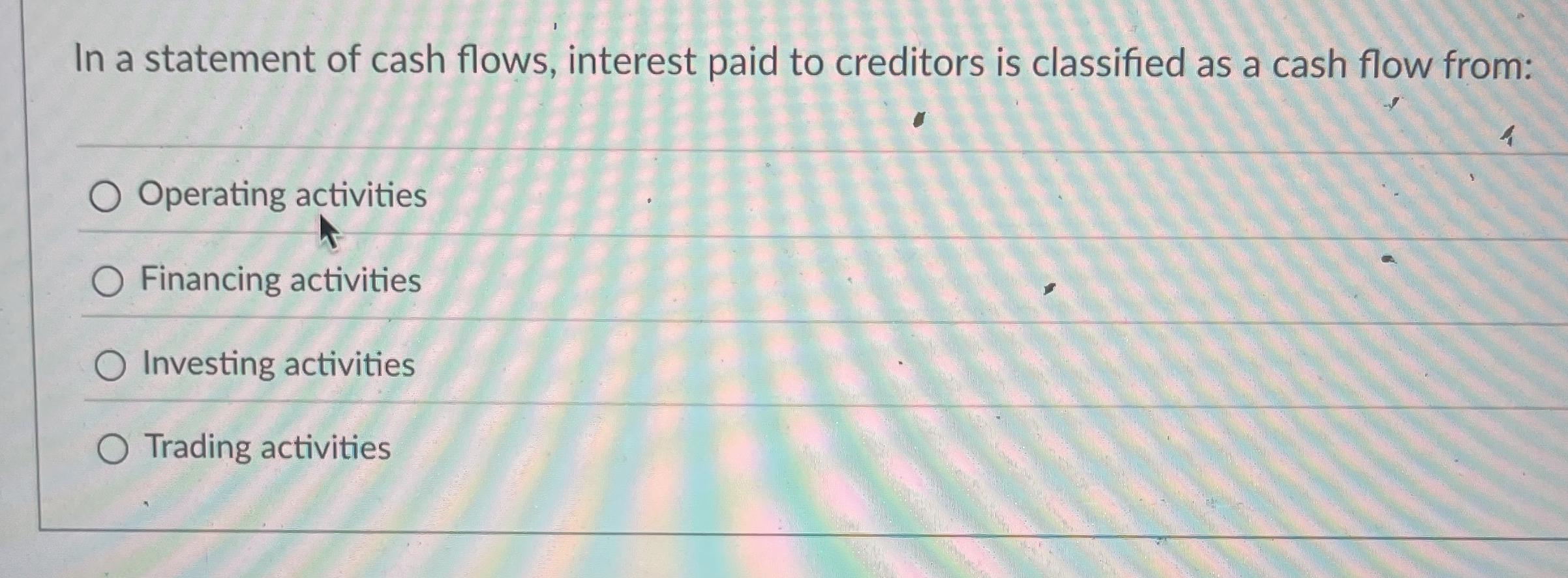 In a statement of cash flows, interest paid to