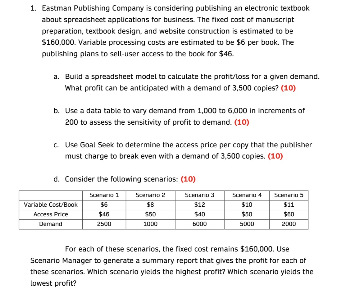 Business Analytics 1. Eastman Publishing Company