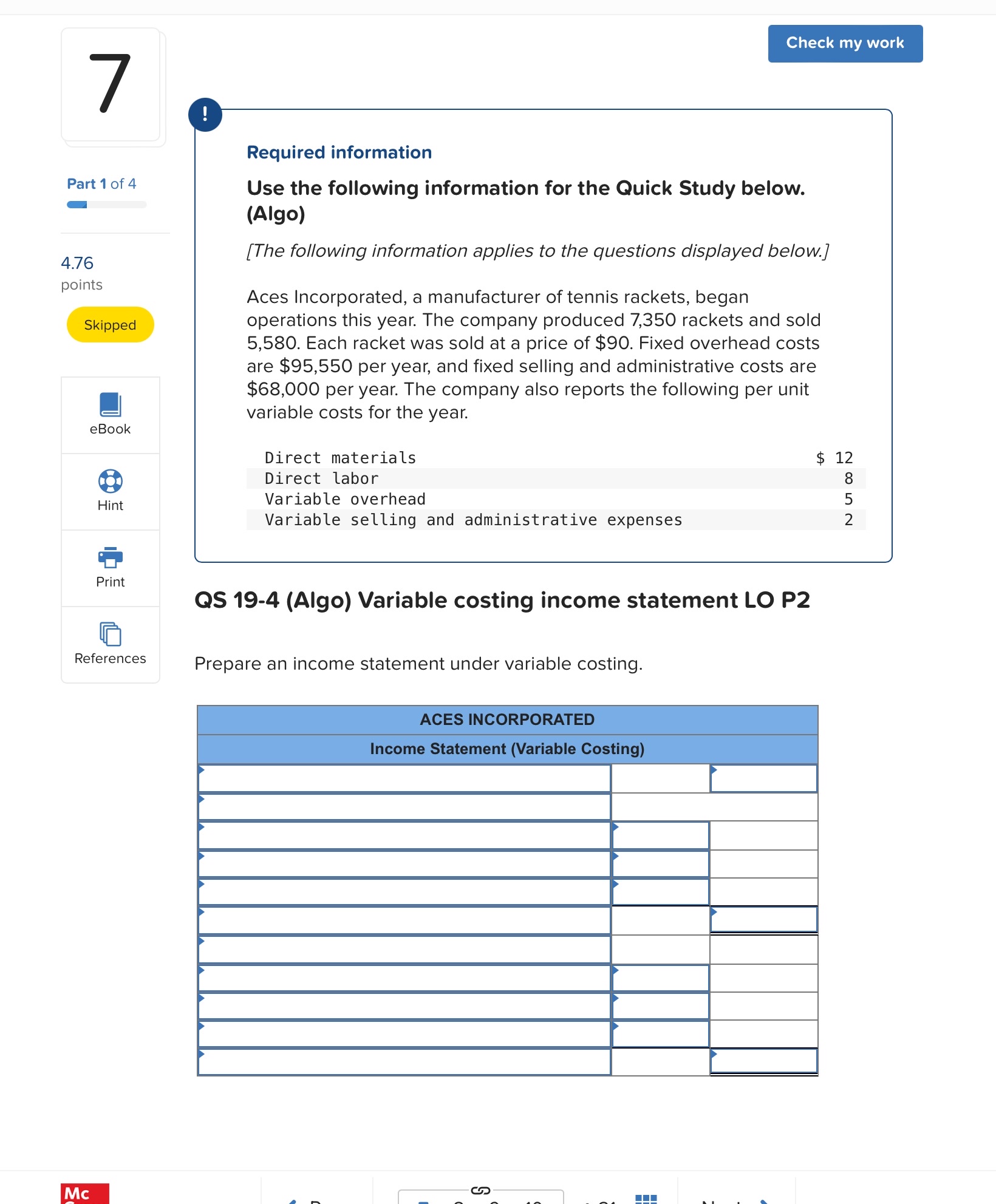 ! Part 1 of 4 4 . 7 6 points Skipped Required