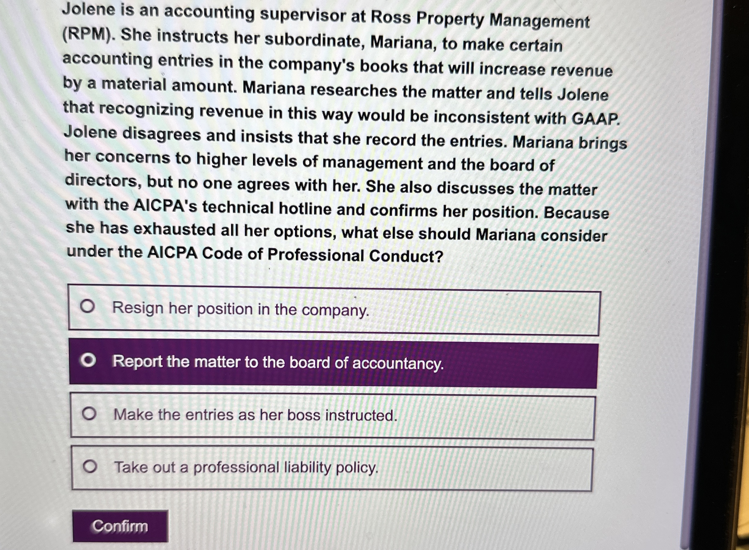 Jolene is an accounting supervisor at Ross