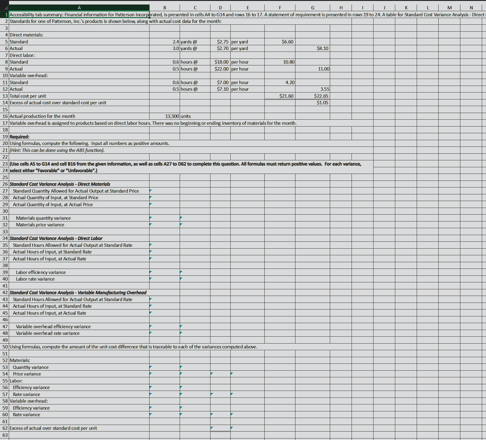( Use cells A 5 to G 1 4 and cell B 1 6 from the