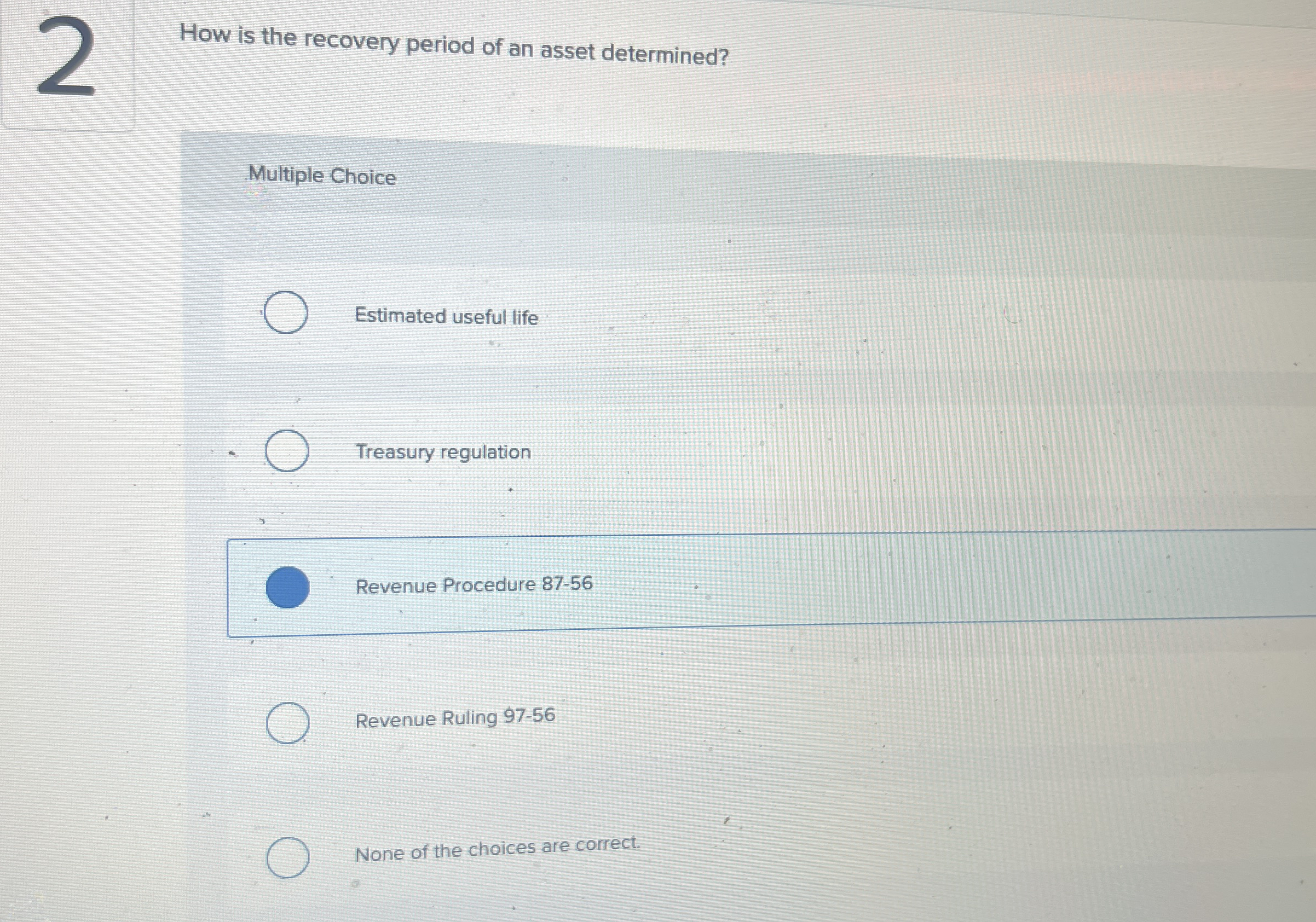 2 How is the recovery period of an asset