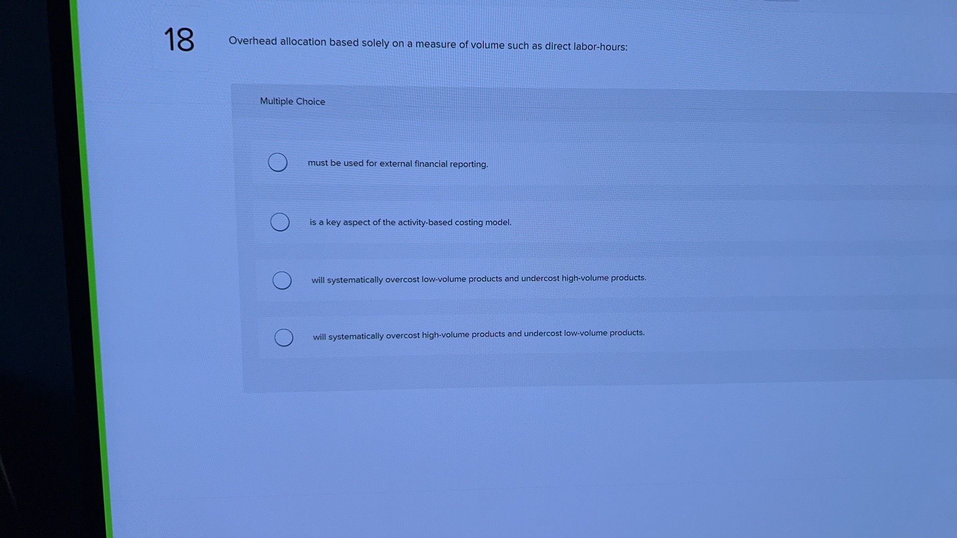 Overhead allocation based solely on a measure of