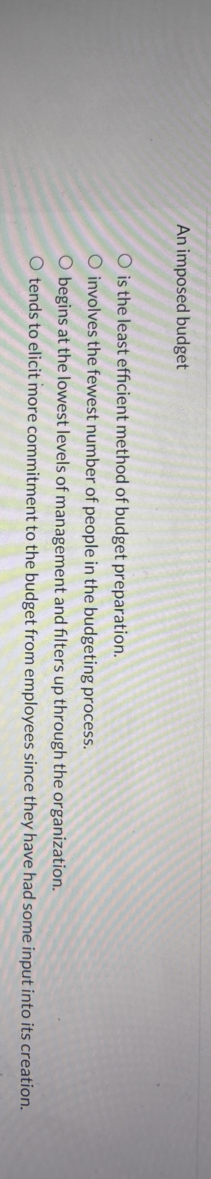 An imposed budget is the least efficient method