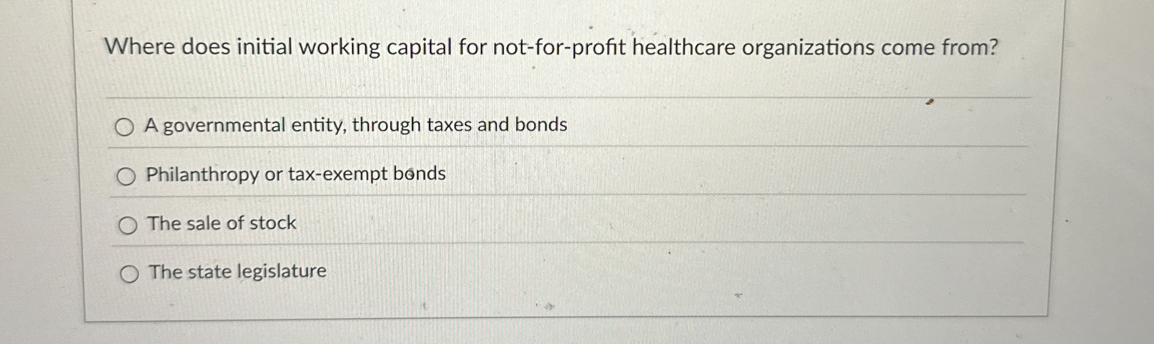 Where does initial working capital for not - for