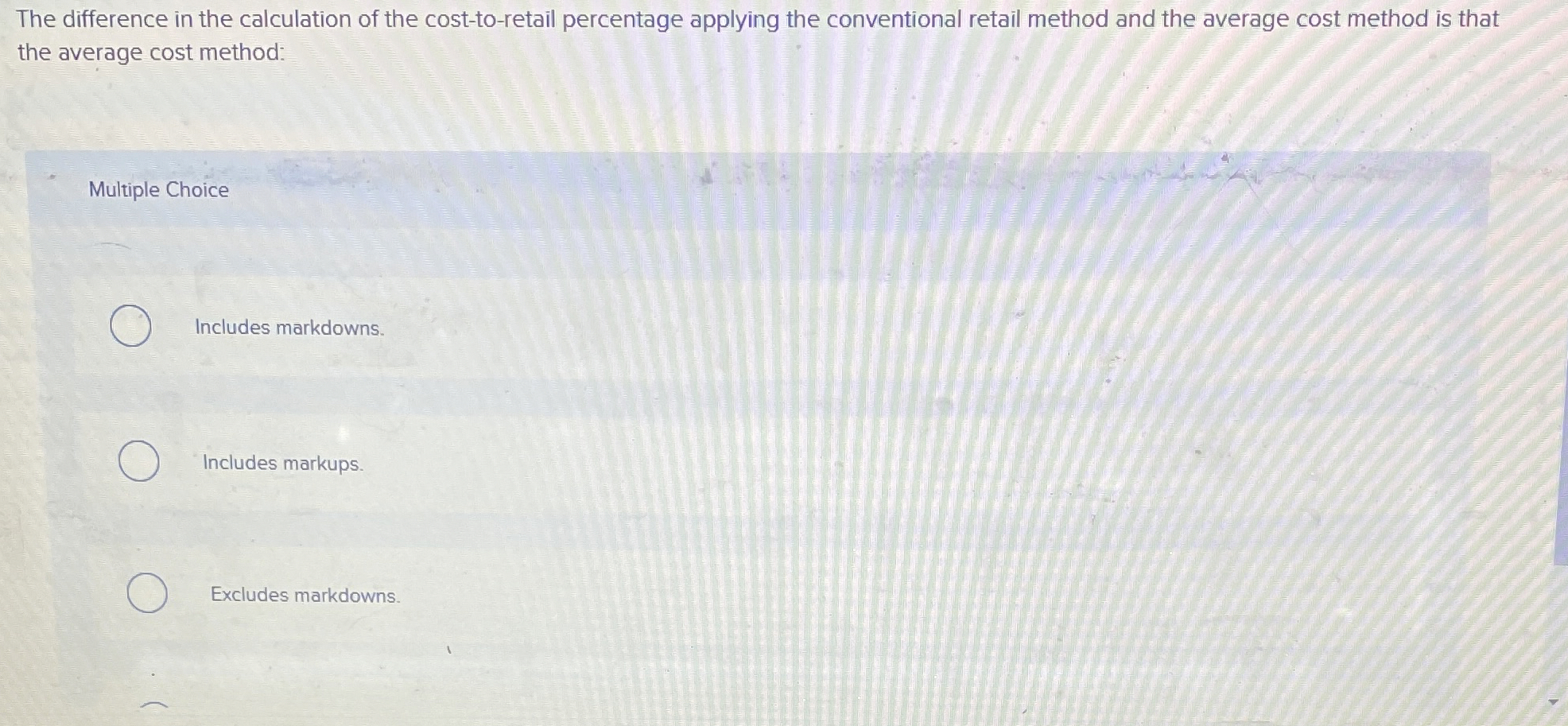 The difference in the calculation of the cost -
