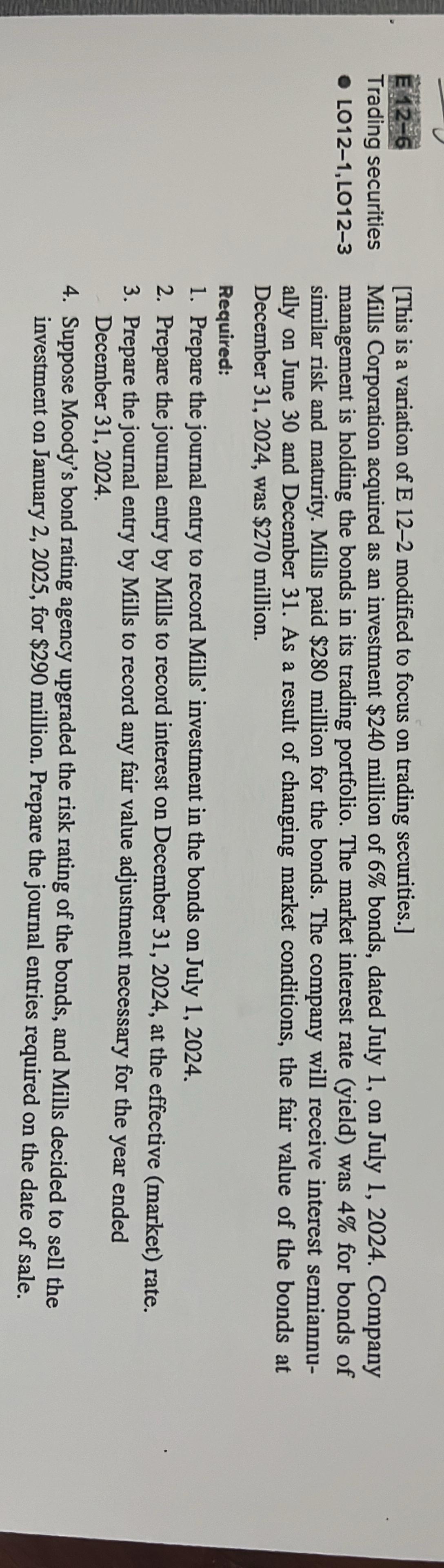E 1 2 - 6 Trading securities LO 1 2 - 1 , LO 1 2
