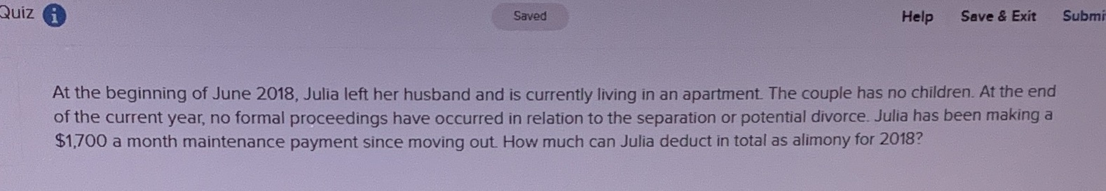 Quiz Saved Help Save & Exit Submi At the