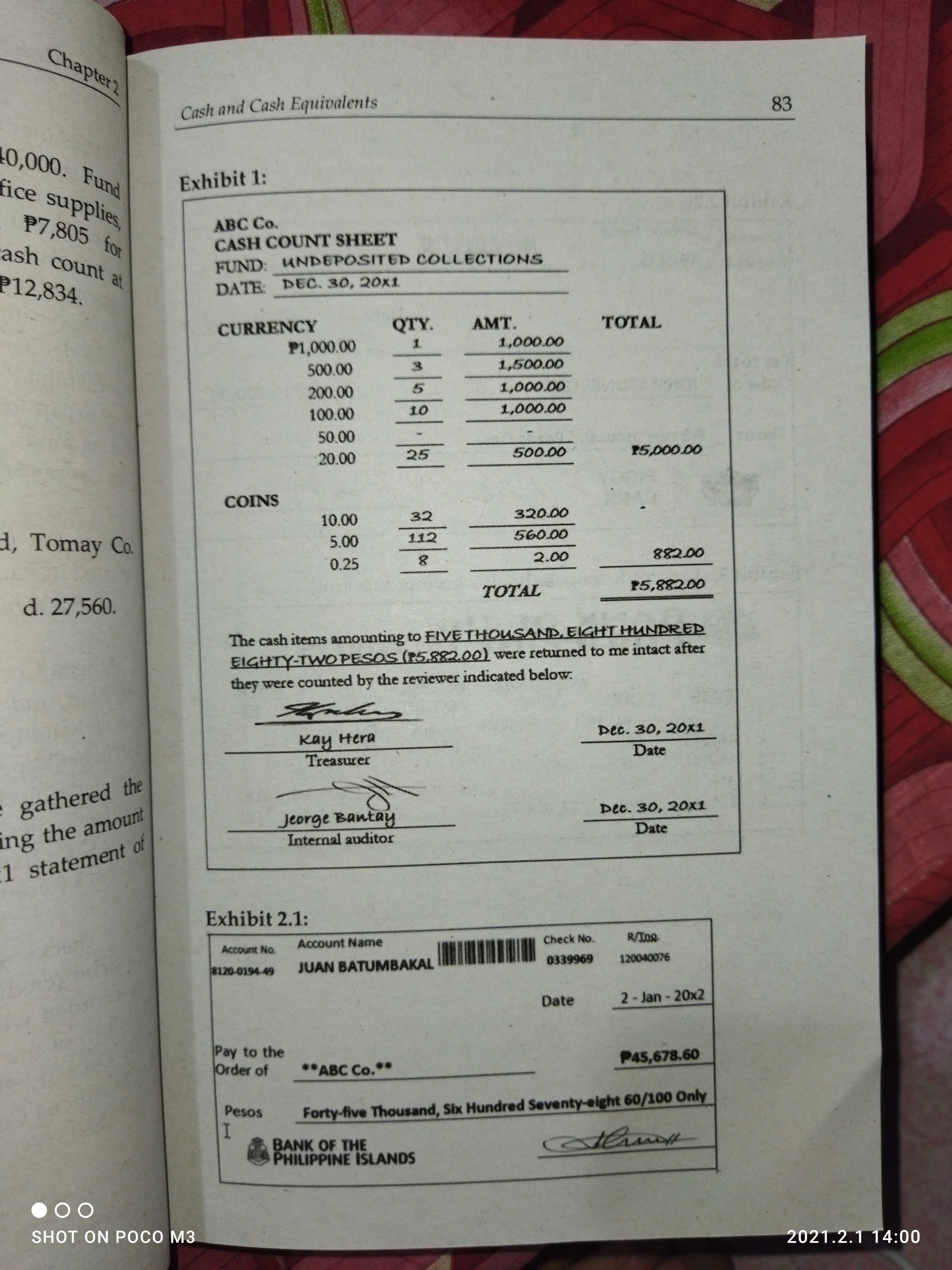 Please help me Chapter? 82 Cash and Cash Fact
