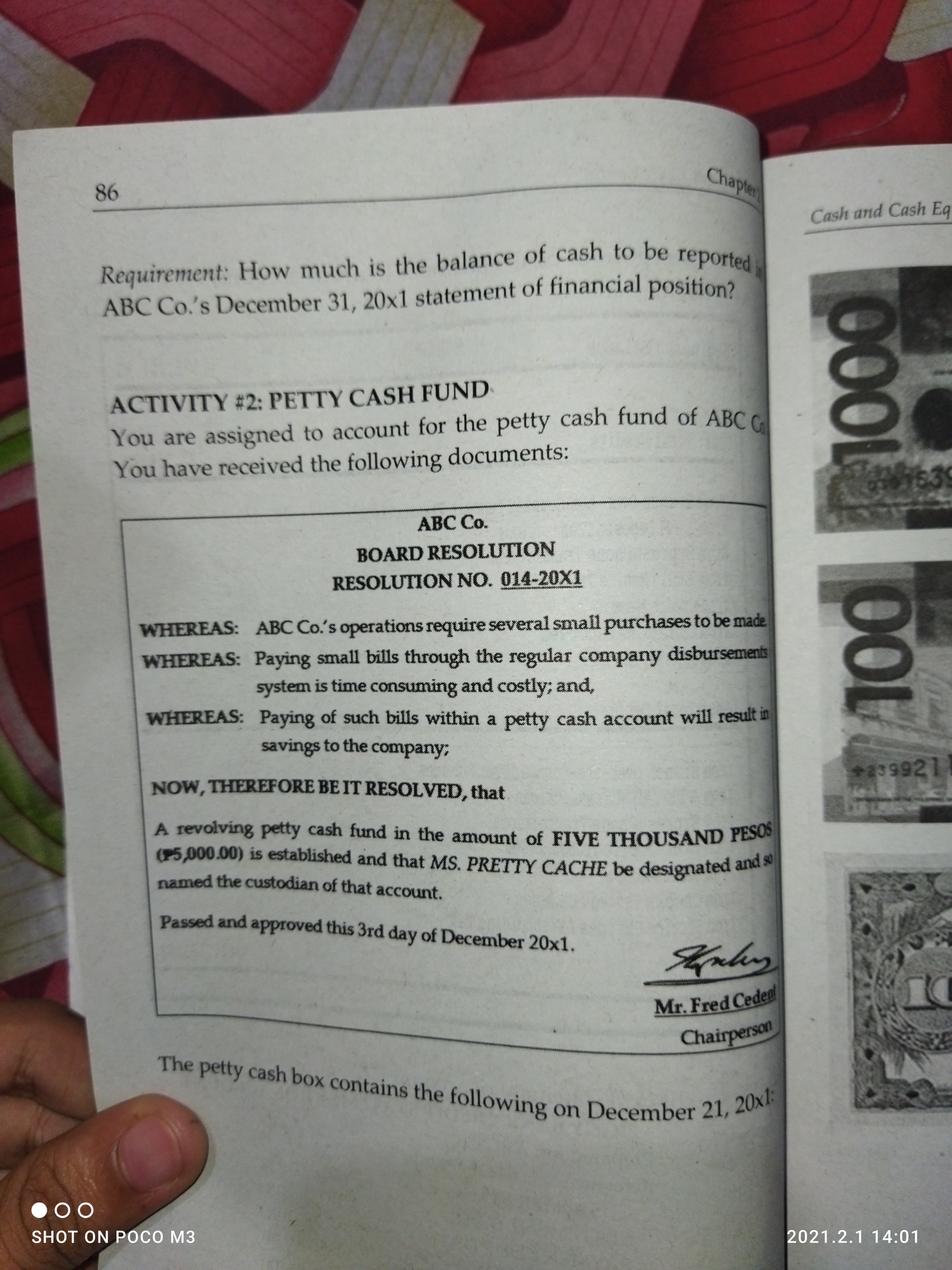 Please help me Chapter? 82 Cash and Cash Fact