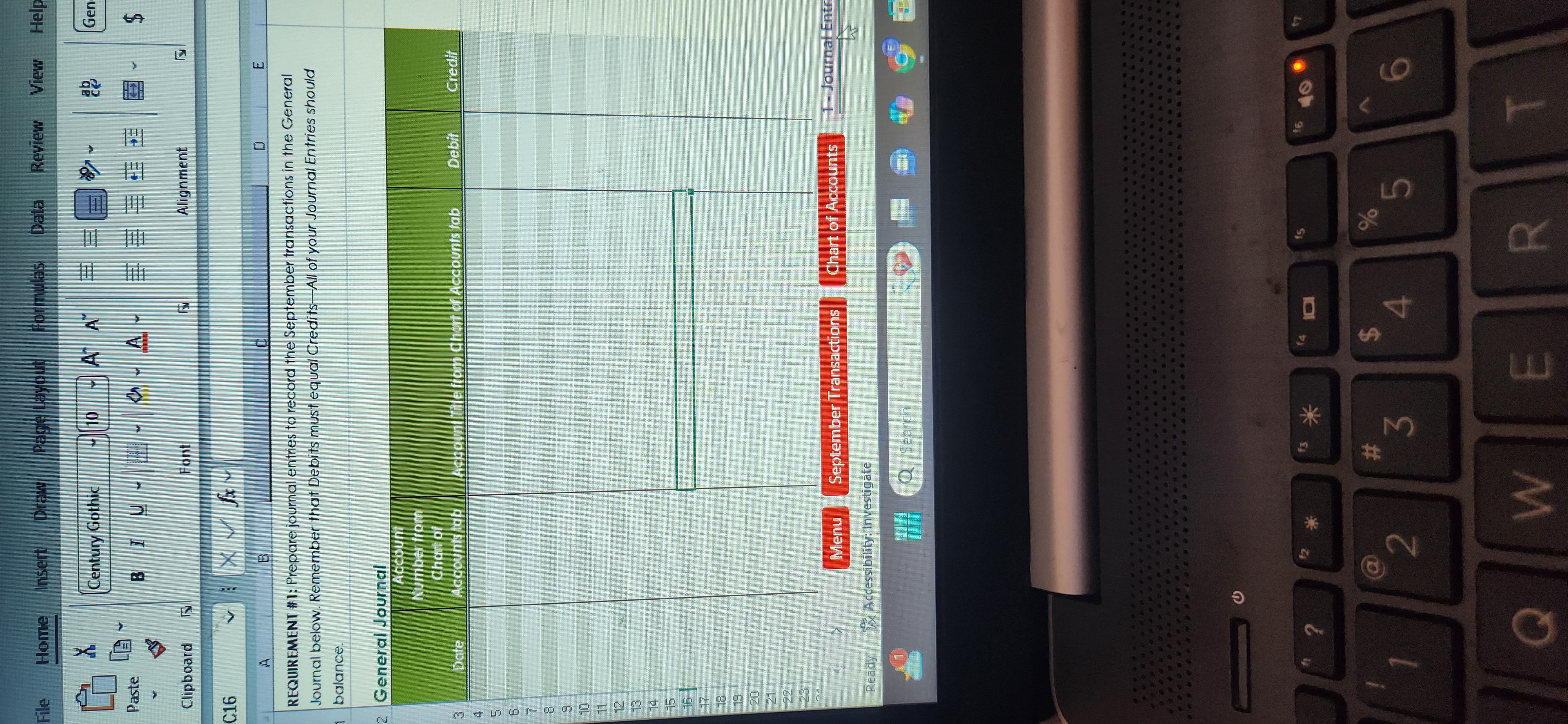 How do I enter September transactions onto the