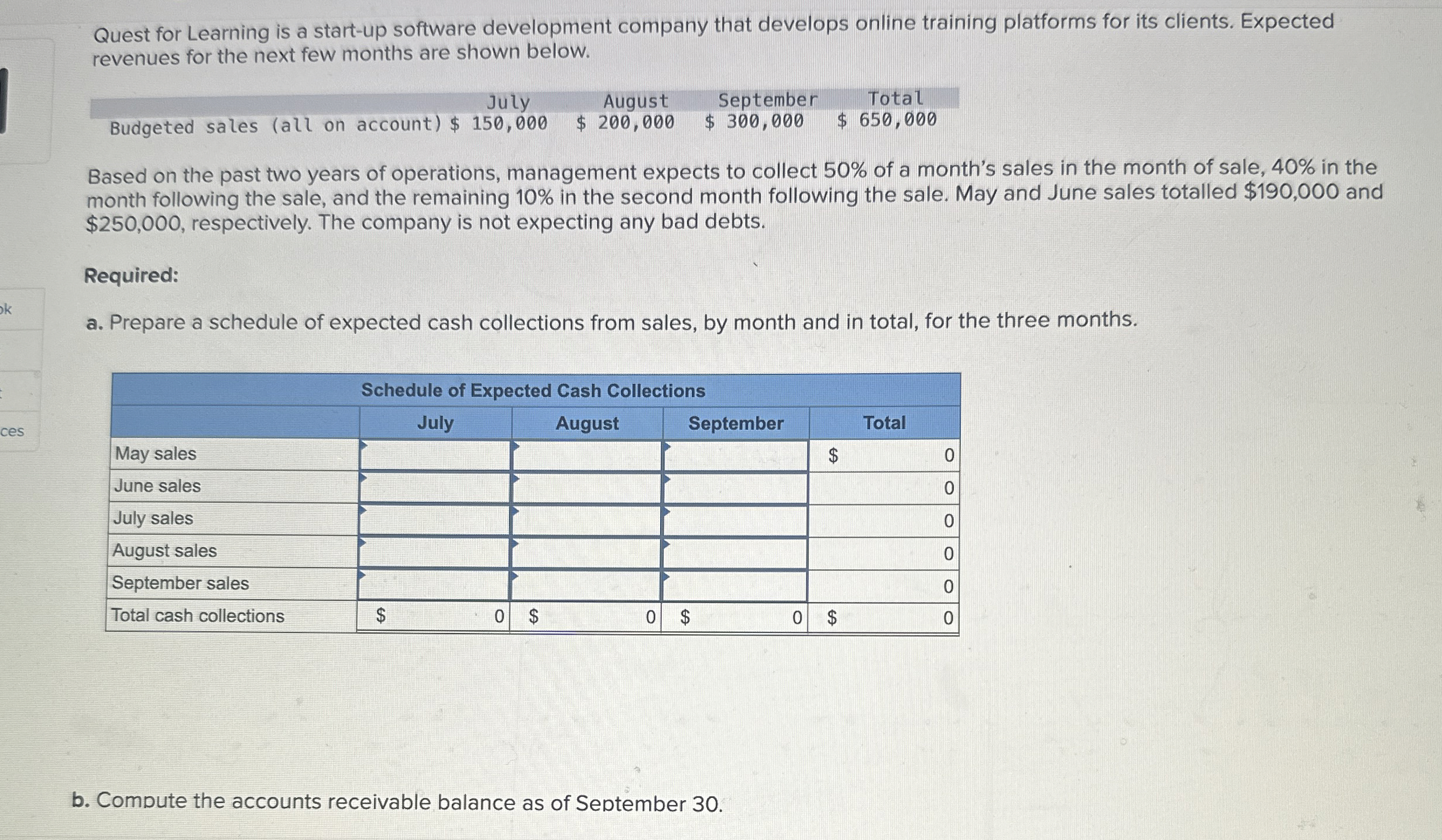 Quest for Learning is a start - up software